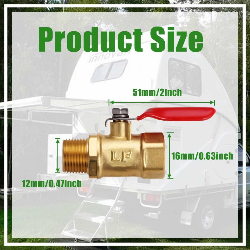 Litorange 2 PCS Lead-Free Brass Mini Ball Valve Shut Off Switch 1/4" NPT Male x 1/4 INCH NPT Female Pipe Fittings Rated to 600WOG For Water Air Compressor Fitting Etc - Image 2